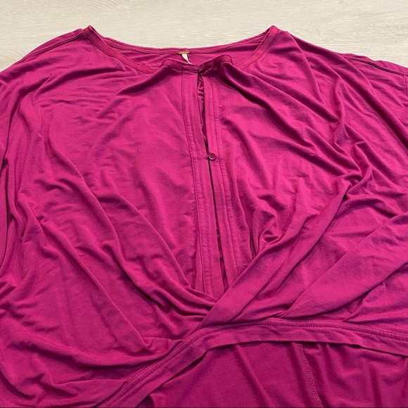 Free People Hot Pink Magenta Long Sleeve Top M - Picture 4 of 8